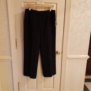 New Black Kasper Suit Pants Lined Size12 Petite Side Fastener No Pockets